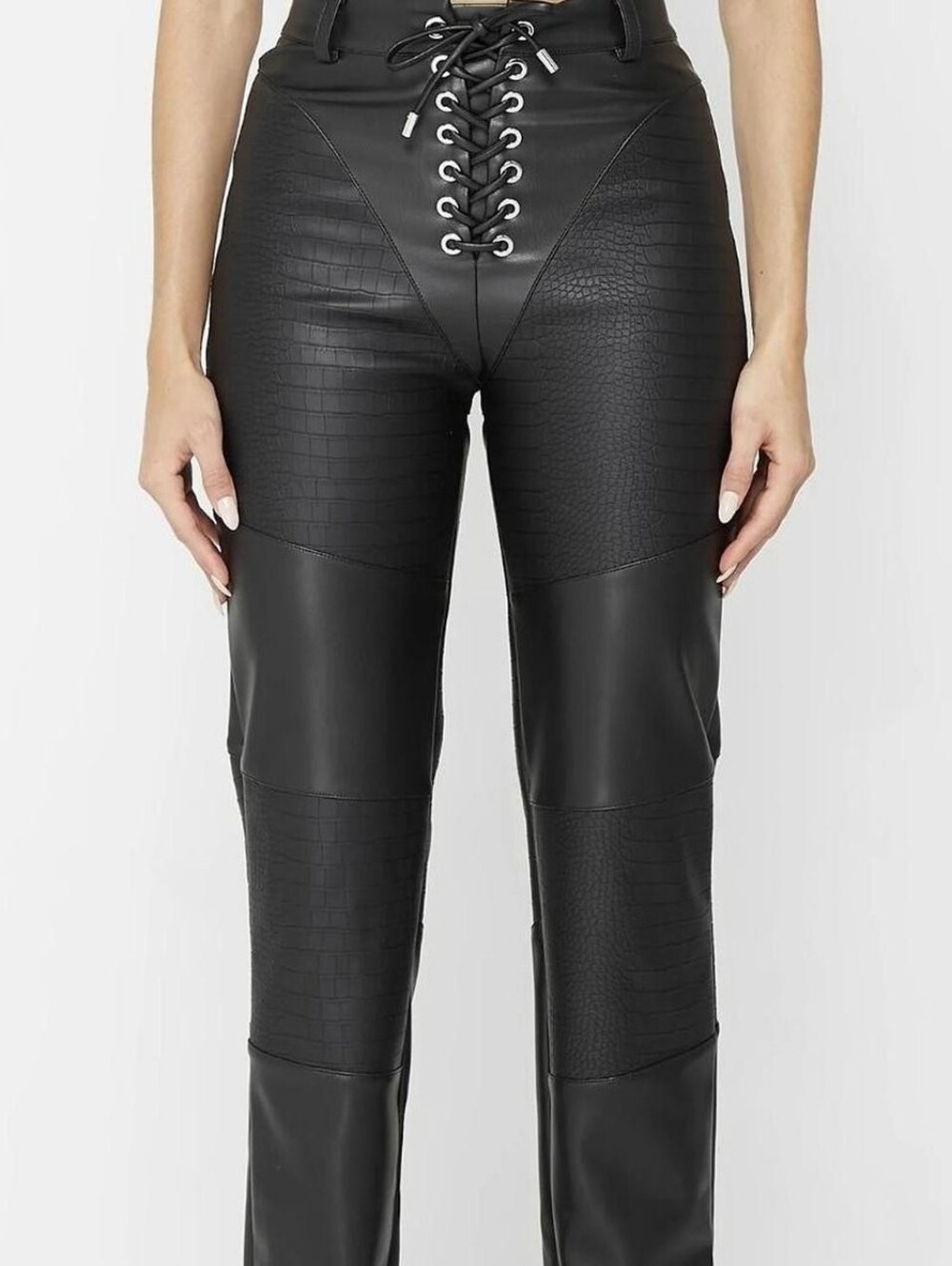 Maniere De Voir Croc Embossed Lace Up